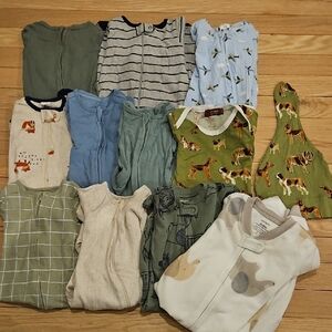 cloud island Green, Blue, Cream, White Kids Pajama Set Bundle